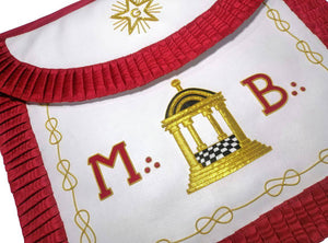 Riaz Impex Masonic Aprons Master Mason Scottish Rite Apron – White & Red with Pleated Edges MB Temple