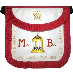 Riaz Impex Masonic Aprons Master Mason Scottish Rite Apron – White & Red with Pleated Edges MB Temple