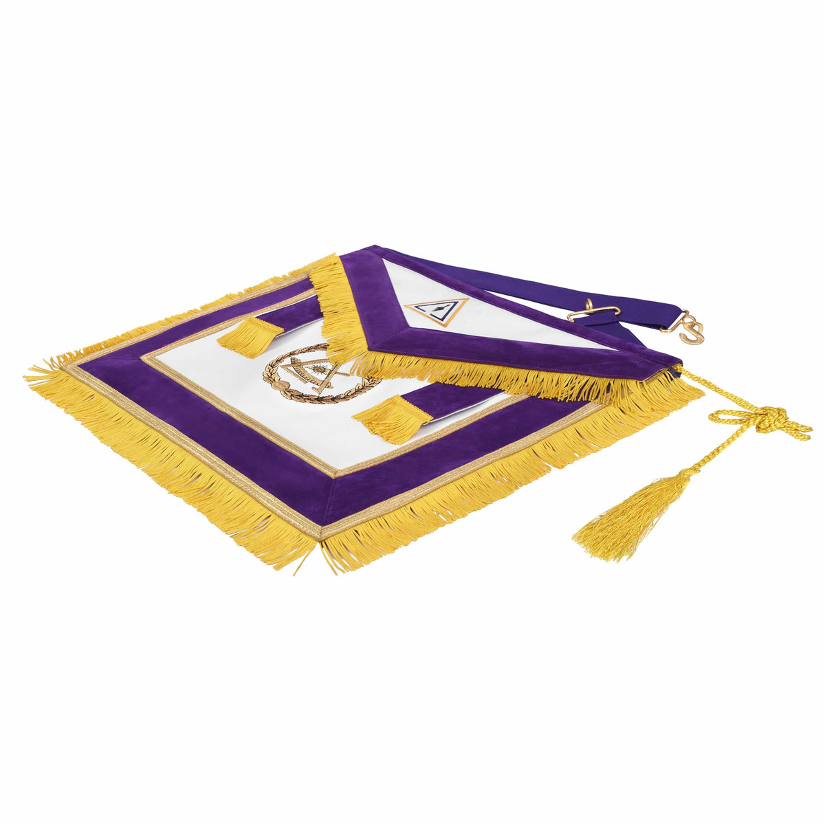 Riaz Impex Masonic Aprons Past Grand Thrice Illustrious Master Royal & Select Masters Council Apron – Purple Borders With Tassels