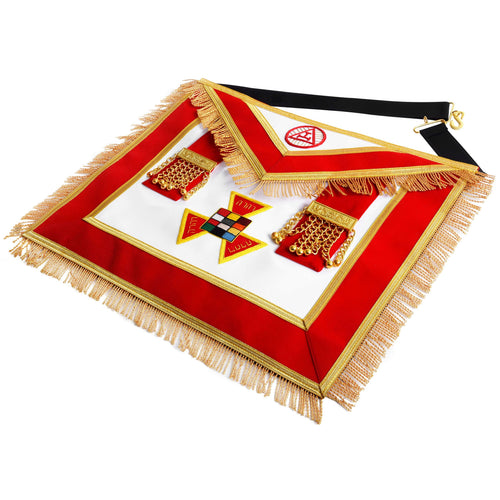Riaz Impex Masonic Aprons Past High Priest Royal Arch Chapter Apron – Red Velvet with Side Tabs