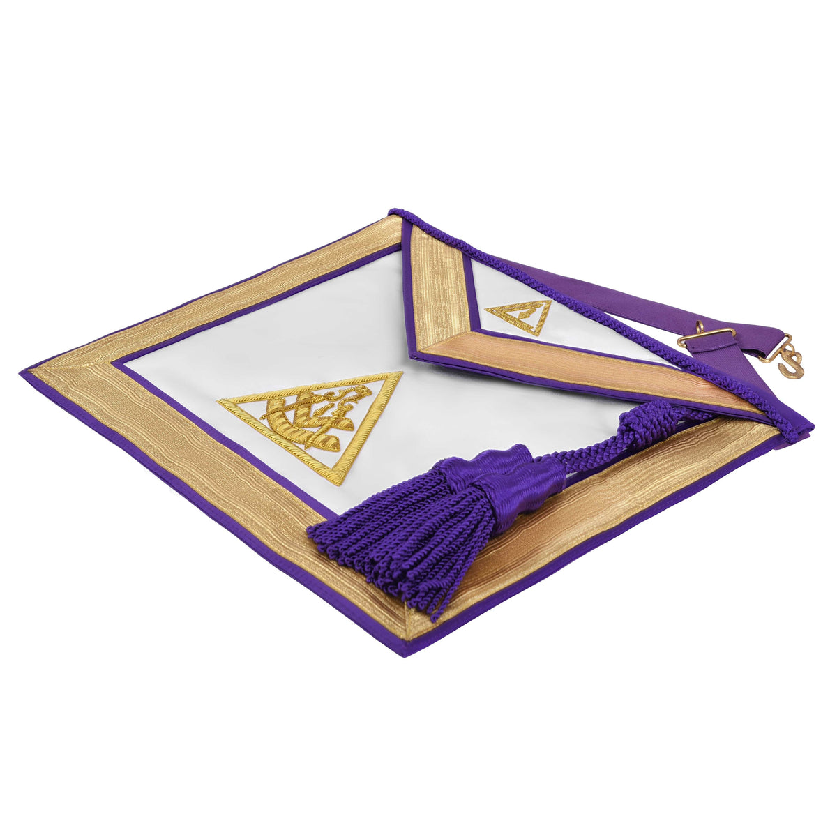 Riaz Impex Masonic Aprons Past Illustrious Master Council Apron – Gold Braid Borders & Purple