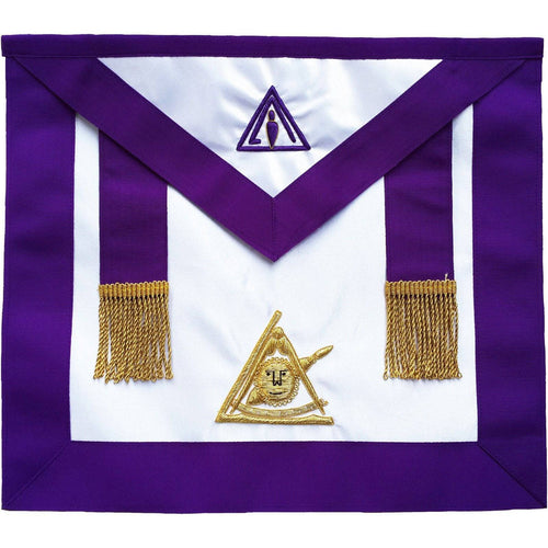 Riaz Impex Masonic Aprons Past Illustrious Master Council Apron – Purple Grosgrain with Golden Fringe Tassels