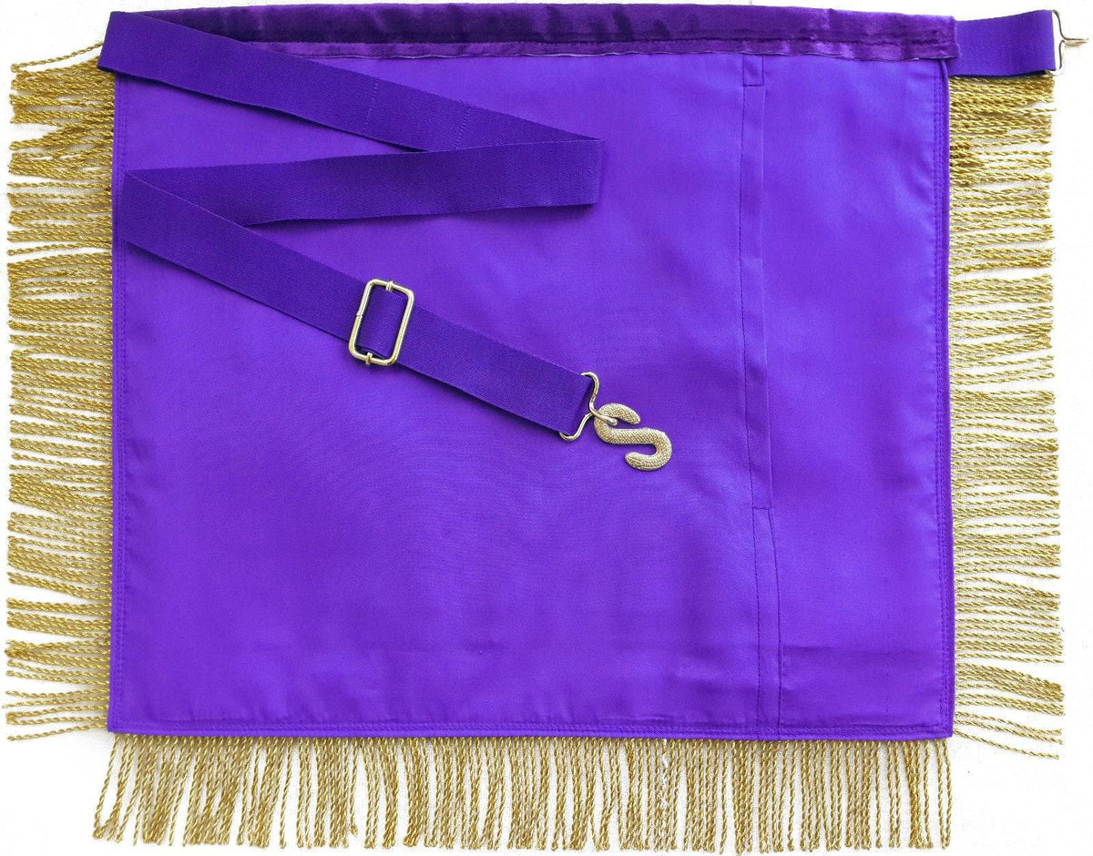 Riaz Impex Masonic Aprons Past Illustrious Master Council Apron – Purple Hand Embroidery & Fringe Tassels