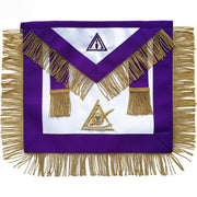 Past Illustrious Master Council Apron – Purple Hand Embroidery & Fringe Tassels