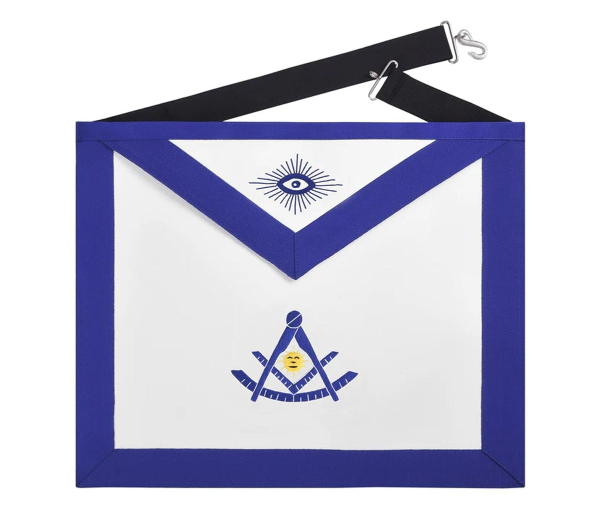 Riaz Impex Masonic Aprons Past Master Blue Lodge Apron – Blue Grosgrain with Gold & Blue Emblem