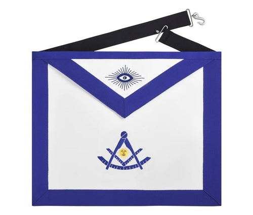 Riaz Impex Masonic Aprons Past Master Blue Lodge Apron – Blue Grosgrain with Gold & Blue Emblem