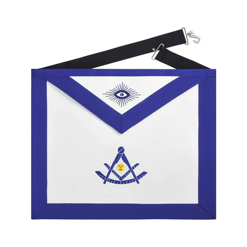 Riaz Impex Masonic Aprons Past Master Blue Lodge Apron – Blue Grosgrain with Gold & Blue Emblem
