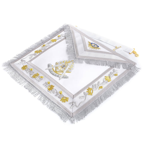 Riaz Impex Masonic Aprons Past Master Blue Lodge Apron – Embroidery Bullion With Rayon Fringe