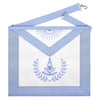 Past Master Blue Lodge Apron – Light Blue Grosgrain Ribbon With Wreath
