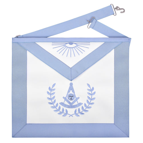 Riaz Impex Masonic Aprons Past Master Blue Lodge Apron – Light Blue Grosgrain Ribbon With Wreath