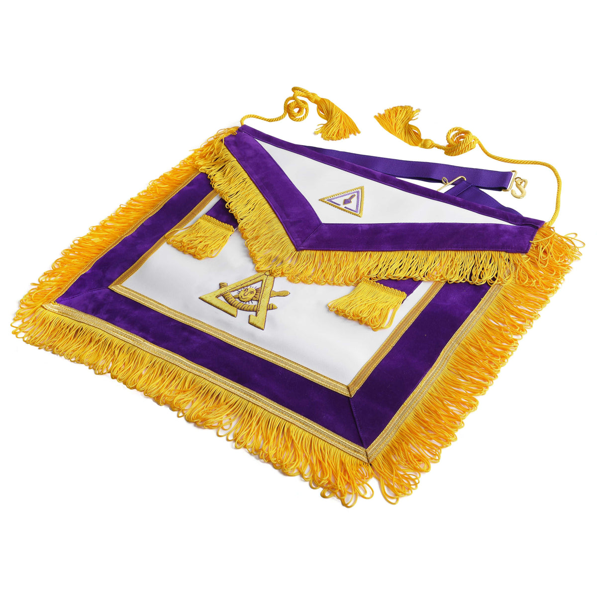 Riaz Impex Masonic Aprons Past Thrice Illustrious Master Royal & Select Masters Council Apron – Purple With Gold Fringe
