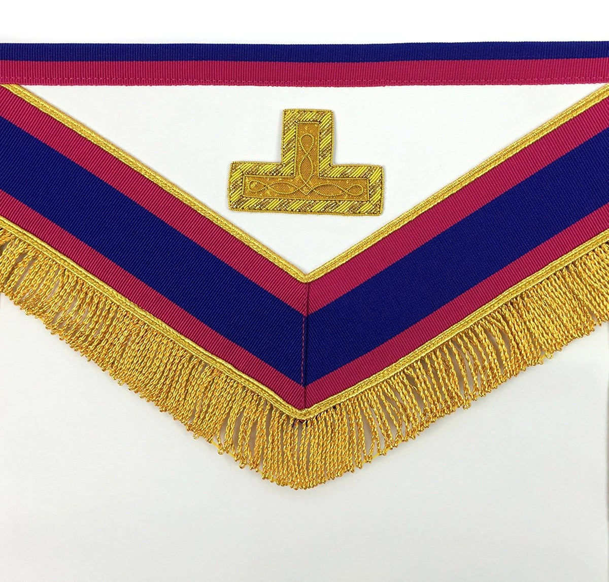 Riaz Impex Masonic Aprons Provincial Mark Apron – Pink & Blue with Gold Fringe