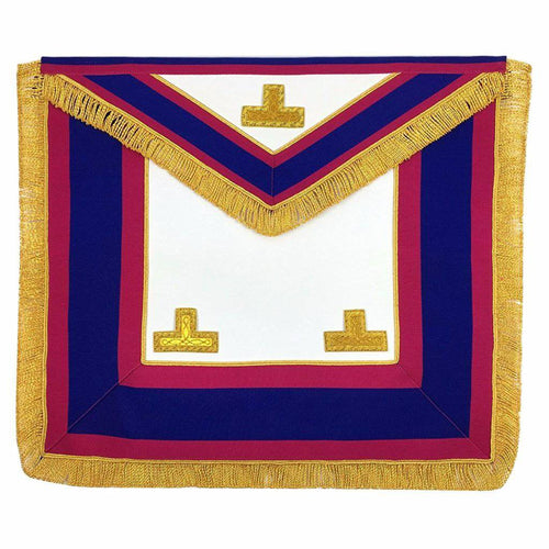 Riaz Impex Masonic Aprons Provincial Mark Apron – Pink & Blue with Gold Fringe