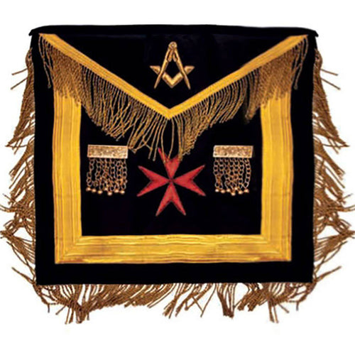 Riaz Impex Masonic Aprons Right Worshipful Malta Regulation Apron – Black with Red Maltese Cross