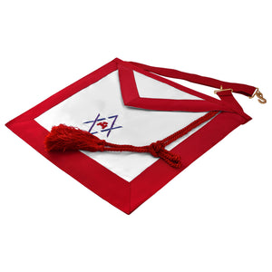 Riaz Impex Masonic Aprons Royal Arch Chapter Apron – Red Ribbon With Triple Tau & Star Of David