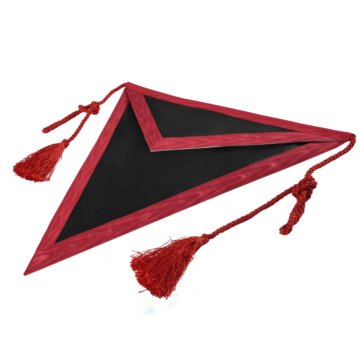 Riaz Impex Masonic Aprons Scottish Rite Apron – Triangular Black Hand Embroidery With Red Ribbon & Tassels