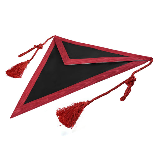 Riaz Impex Masonic Aprons Scottish Rite Apron – Triangular Black Hand Embroidery With Red Ribbon & Tassels