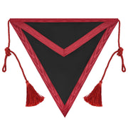 Scottish Rite Apron – Triangular Black Hand Embroidery With Red Ribbon & Tassels