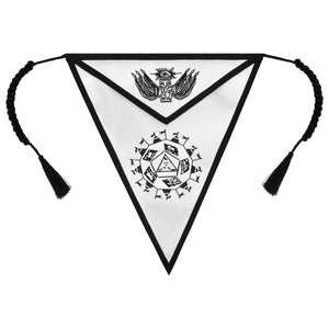Riaz Impex Masonic Aprons Synthetic 32nd Degree Scottish Rite Apron – Triangular White & Black Printed Emblem With Tassels