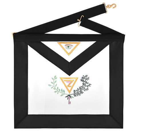 Riaz Impex Masonic Aprons Synthetic 4th Degree Scottish Rite Apron – Black Moire Ribbon & Embroidered Wreath