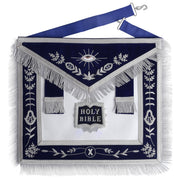Chaplain Blue Lodge Officer Apron – Navy Blue With Silver Fringe