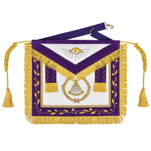 Riaz Impex Masonic Aprons Synthetic Grand Master Blue Lodge Apron – Purple Velvet With Yellow Fringe & Tassels