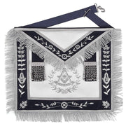 Grand Past Master Blue Lodge Apron – Blue Velvet With Silver Rayon Fringe