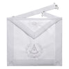 Grand Past Master Blue Lodge Texas Regulation Apron – White Velvet Hand Threaded Silk