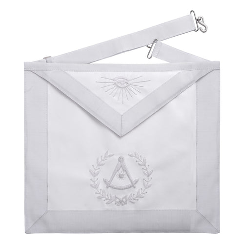Riaz Impex Masonic Aprons Synthetic Grand Past Master Blue Lodge Texas Regulation Apron – White Velvet Hand Threaded Silk