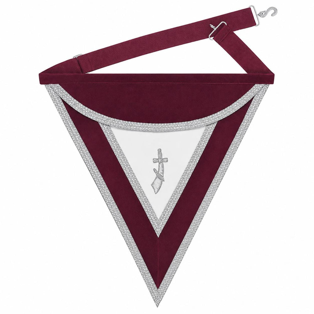 Riaz Impex Masonic Aprons Synthetic Grand Sentinel Royal & Select Masters Officer Apron – Maroon Velvet Bullion Hand Embroidery