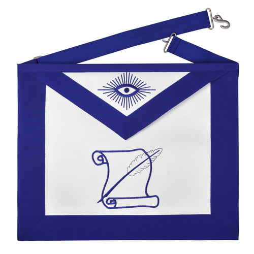 Riaz Impex Masonic Aprons Synthetic Historian Blue Lodge Officer Apron – White & Blue