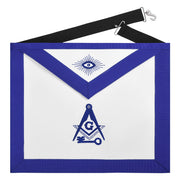 International Masons Apron – Royal Blue Ribbon Borders With Black Waist Belt