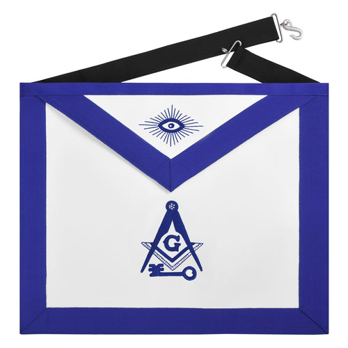 Riaz Impex Masonic Aprons Synthetic International Masons Apron – Royal Blue Ribbon Borders With Black Waist Belt