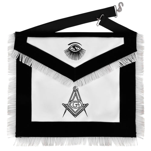 Riaz Impex Masonic Aprons Synthetic Master Mason Blue Lodge Apron – Black Velvet With Silver Machine Embroidery