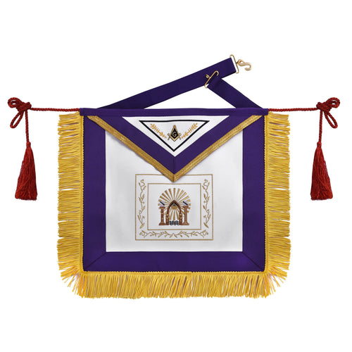 Riaz Impex Masonic Aprons Synthetic Master Mason Blue Lodge Apron – Purple Ribbon With Machine Embroidery and Tassels