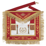 Master Mason Blue Lodge Apron – Red & Gold With Wreath & Pillars