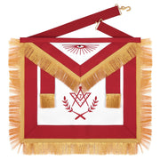 Master Mason Blue Lodge Apron – Red Ribbon With Wreath & Golden Fringe