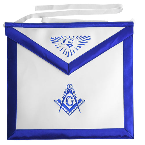 Riaz Impex Masonic Aprons Synthetic Master Mason Blue Lodge Apron – White Tape Ties