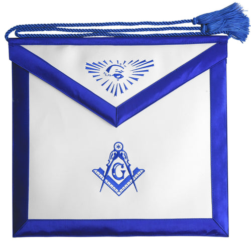 Riaz Impex Masonic Aprons Synthetic Master Mason Blue Lodge Apron – White With Blue Tassels