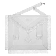 Master Mason Blue Lodge Texas Regulation Apron – All White Hand Threaded Silk