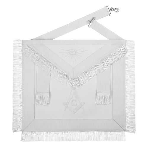 Riaz Impex Masonic Aprons Synthetic Master Mason Blue Lodge Texas Regulation Apron – All White Hand Threaded Silk