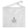 Master Mason Blue Lodge Texas Regulation Apron – White Ribbon & Machine Embroidery