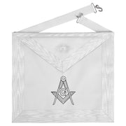 Master Mason Blue Lodge Texas Regulation Apron – White Ribbon & Machine Embroidery