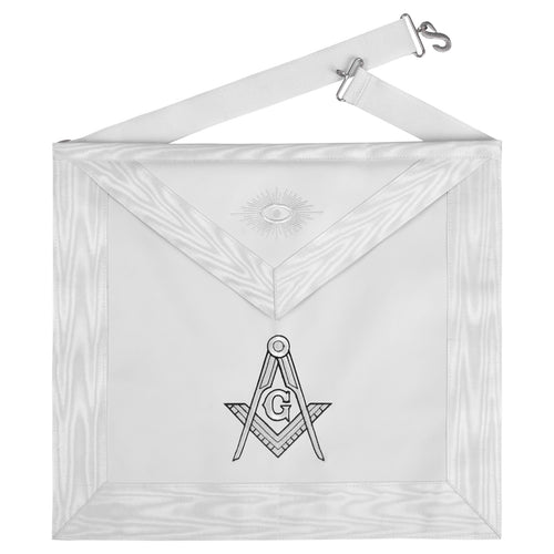 Riaz Impex Masonic Aprons Synthetic Master Mason Blue Lodge Texas Regulation Apron – White Ribbon & Machine Embroidery