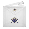 Master Mason Blue Lodge Texas Regulation Apron – White Velvet Hand Threaded Silk
