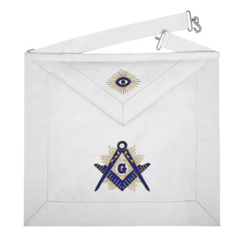 Riaz Impex Masonic Aprons Synthetic Master Mason Blue Lodge Texas Regulation Apron – White Velvet Hand Threaded Silk