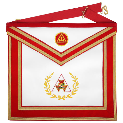 Riaz Impex Masonic Aprons Synthetic Past Grand High Priest Royal Arch Chapter Apron – Red Velvet With Gold Wreath