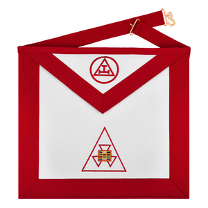 Riaz Impex Masonic Aprons Synthetic Past High Priest Royal Arch Chapter Apron – Red Ribbon With Triple Tau