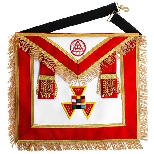 Riaz Impex Masonic Aprons Synthetic Past High Priest Royal Arch Chapter Apron – Red Velvet with Side Tabs