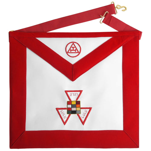 Riaz Impex Masonic Aprons Synthetic Past High Priest Royal Arch Chapter Apron – Red with Triple Tau Insignia